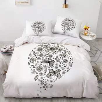 

3D White Bedding Set Custom Design Modern Quilt Cover Sets Simple Bed Linen Pillow Slips King Queen Full Twin Size 180*200cm