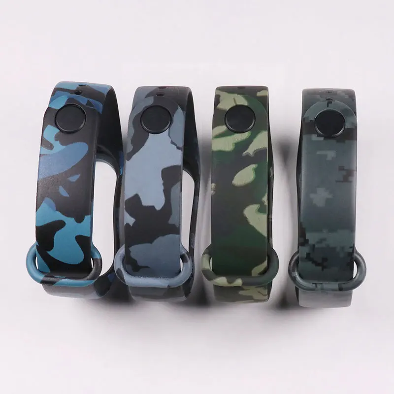 Силиконовый смарт браслет для Xiaomi MI Band 5 камуфляжный Сменные аксессуары браслета