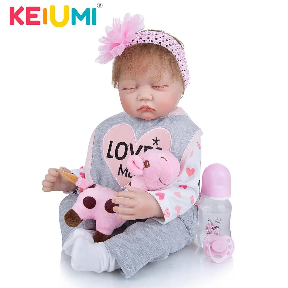 KEIUMI силиконовые куклы для новорожденных с тканевым корпусом 22 дюйма 55 см