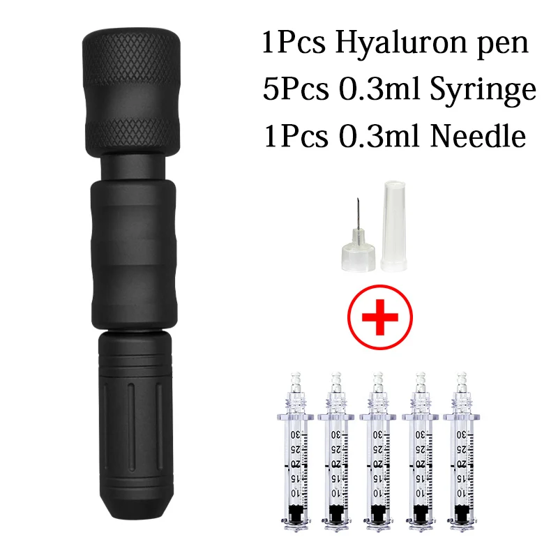 0,3 мл Регулируемый неинвазивный ингалятор гиалуроновая ручка кислота губы стабилизатор инжектор без игл инъекции гиалурон распылитель пистолет - Номер модели: black pen set 1x5