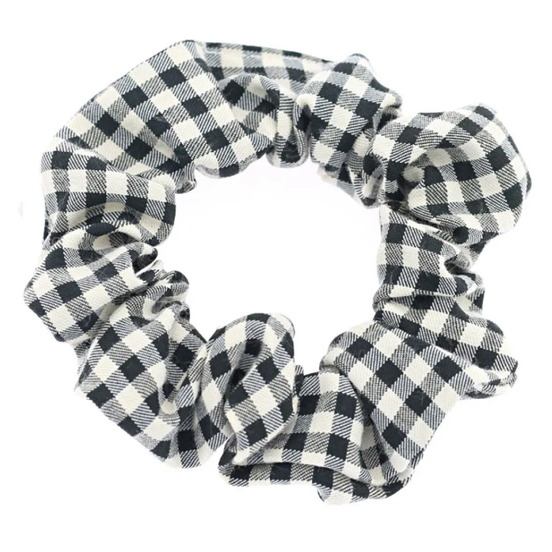 Refreshing Plaid Scrunchies - Check Design Elastic Hair Bands & Accessories