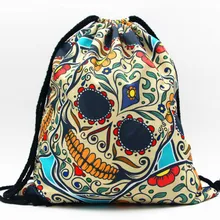 Крутая модная сумка на шнурке с 3D-принтом в виде черепа, Оксфордский мягкий рюкзак на шнурке, забавная дорожная сумка