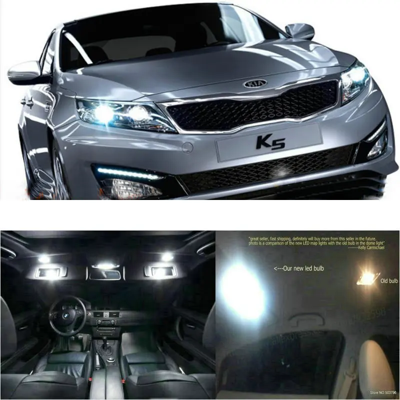 

LED Interior Car Lights For kia k5 general room dome map reading foot door lamp error free 13pc