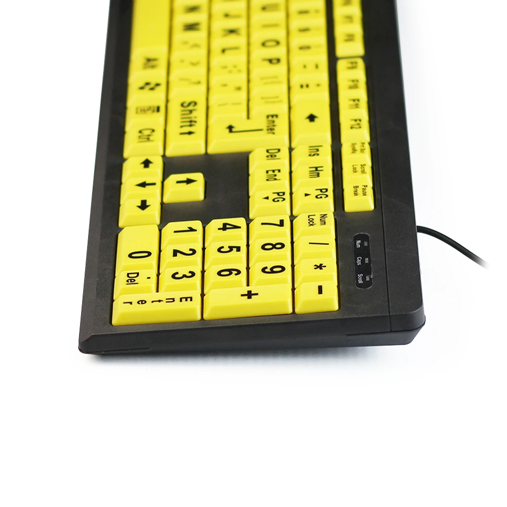 ABS компьютерная клавиатура с высокой контрастностью желтые клавиши черные буквы для пожилых людей