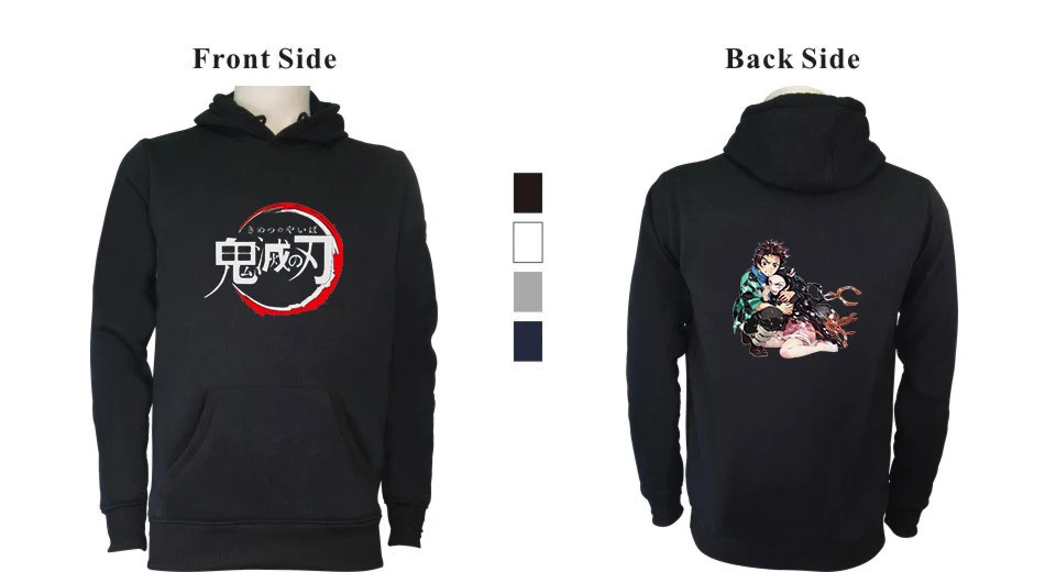 Мужские толстовки Demon Slayer: Kimetsu no Yaiba свитер осень зима черные повседневные парные топы теплый пуловер с капюшоном Harajuku