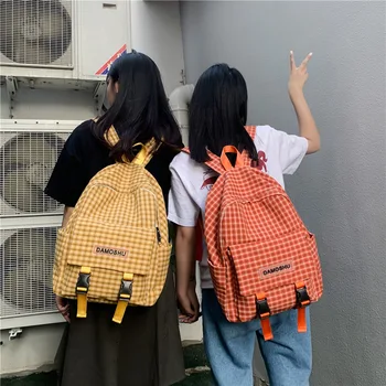 

New Waterproof Nylon Backpack for Women Fashion Plaid Travel Backpacks Female School Bag for Teenage Girls Book Rucksack mochila