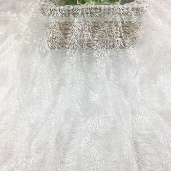 

2yd Classic Branch Seaweed African Embroidery 2019 High Quality French Tulle Diamond Mesh Nigerian Lace Fabric For Wedding Dress
