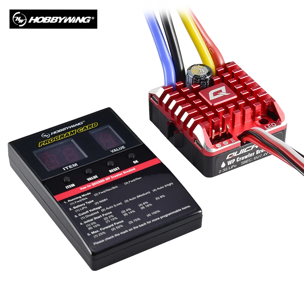 Hobbywing QuicRun 1080 80A Waterproof Brushed ESC w/ Program Card for RC Crawler Hobbywing QuicRun 1080 80A Waterproof Brushed ESC w/ Program Card for RC Crawler