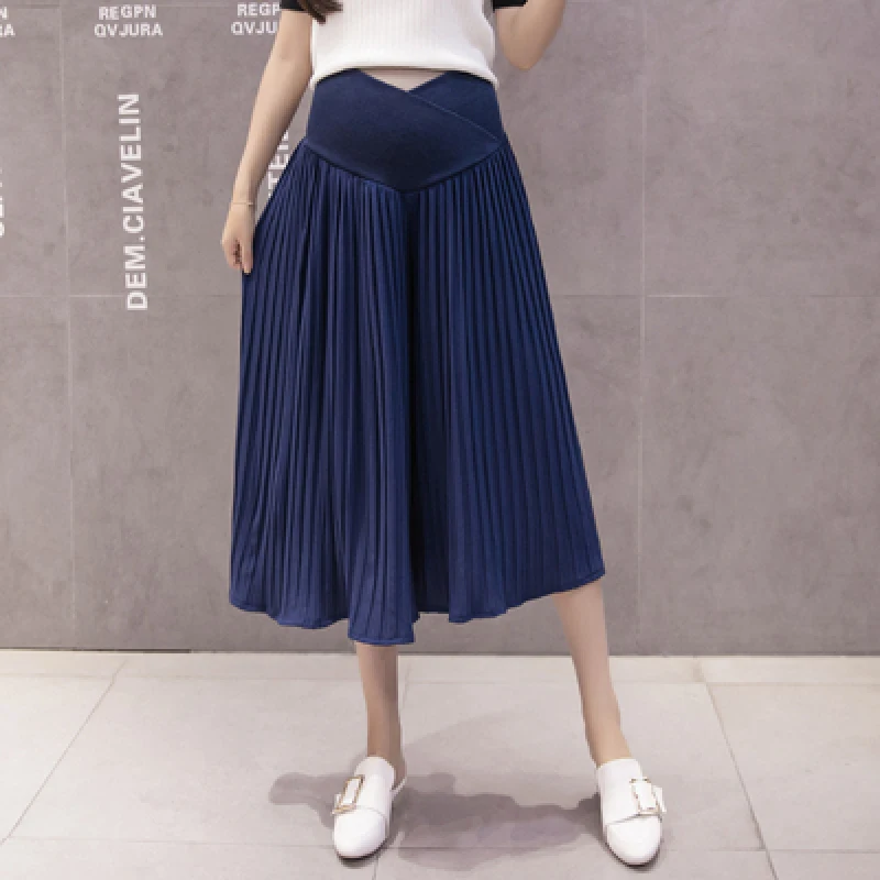 41# Wide Leg Pleated Chiffon Maternity Capris Spring Summer Across Belly Short Pants Clothes for Pregnant Women Pregnancy Skirts 41# Wide Leg Pleated Chiffon Maternity Capris Spring Summer Across Belly Short Pants Clothes for Pregnant Women Pregnancy Skirts