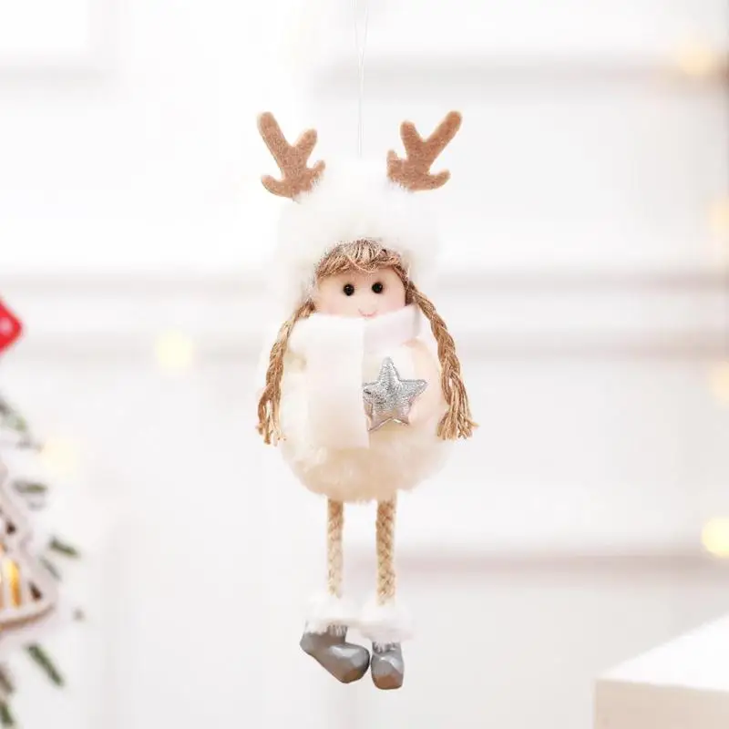 Cute Plush Feather Angel Doll for Xmas Tree Pendant Ornament Decor Kid Gift
