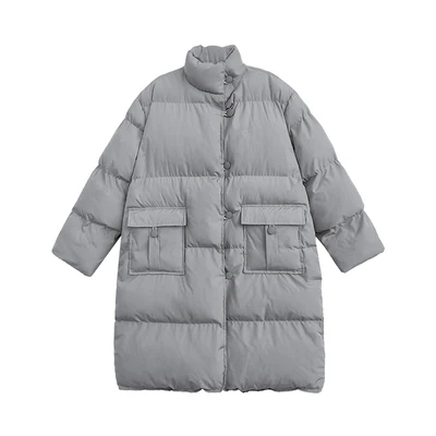 Свободное толстое Стеганое пальто средней длины, женская зимняя куртка, новая Корейская женская хлопковая одежда со стоячим воротником, верхняя одежда, пальто f1913 - Цвет: elegant gray