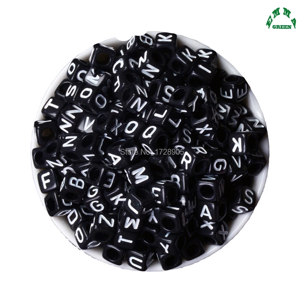 

Letter Beads for Kids Black Beads 6mm 100pcs Acrylic Square Beads Separate Alphabet Beads Letters Beads for Jewelry making