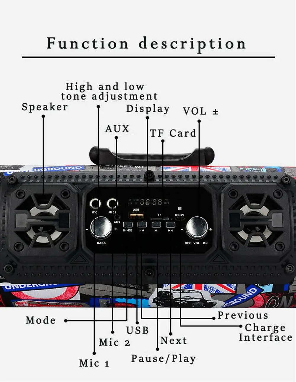 Portable Bluetooth speaker Wireless speaker k-song function high power subwoofer Smart Bluetooth 4.2 sound box Home KTV