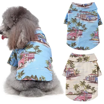 

Dog Clothes Beach Shirt Dog Summer Hawaiian Shirt Casual Pet Travel Shirt Floral Short Sleeve Dog Cat Blouse