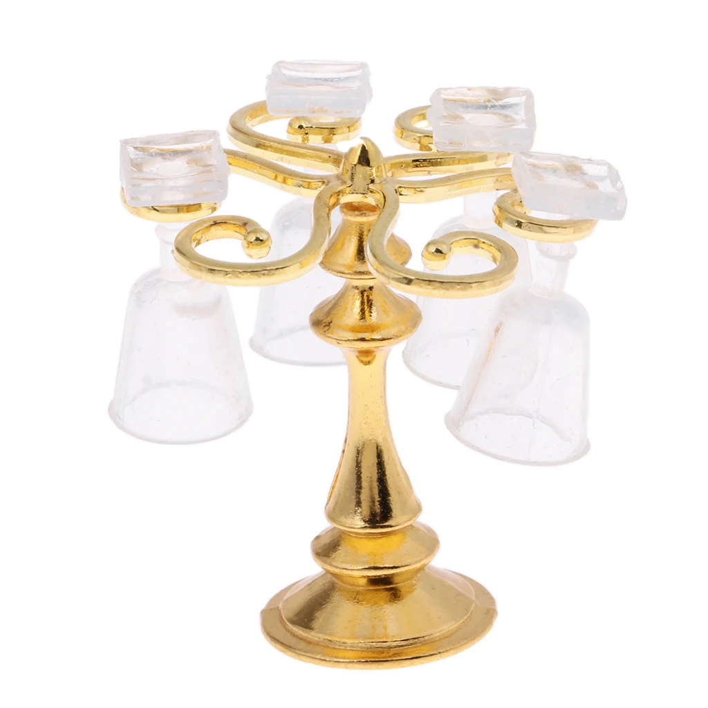 Modern Bar Pub Accessory Wine Cup Rack Holder Goblet Kits For 1:12 Scale Dollhouse Dining Room Ornament Golden