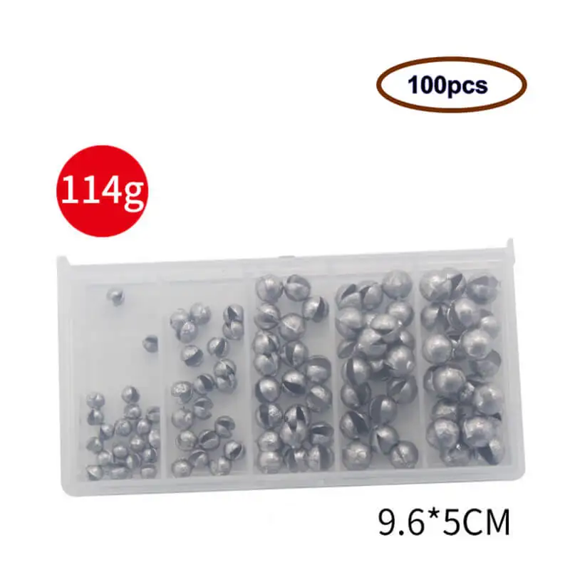 100pcs Round Split Shot Sinker Removable Fishing Weight Sinkers 5 Sizes Weights 