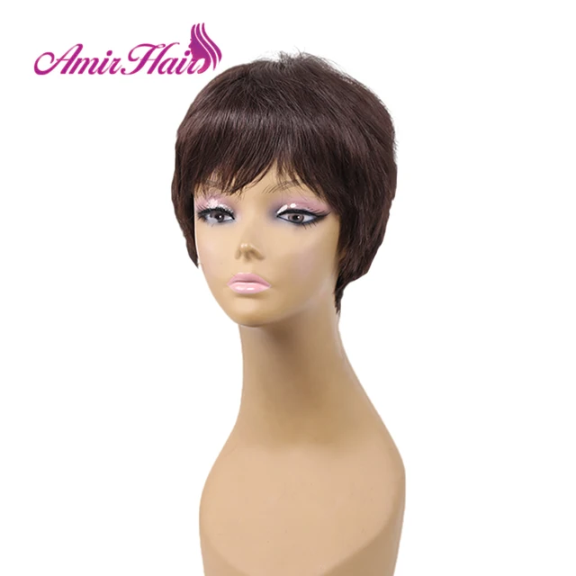 Amir Short Pixie Cut Ombre Silver Grey Wigs Natural Gray Hair Short Straight Wig Synthetic None Lace Wigs Aliexpress