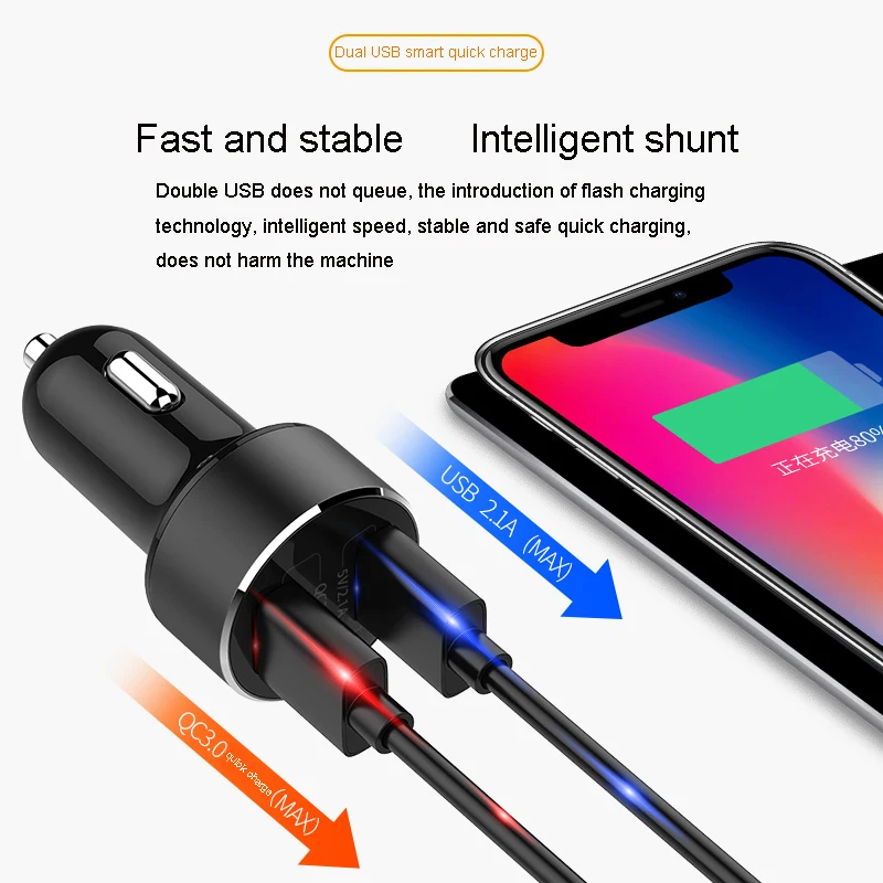 Автомобильный USB Зарядное устройство Quick Charge 3,0 Мобильный телефон Зарядное устройство с двумя портами USB быстро QC 3,0 5V 2.1A автомобиля Зарядное устройство для samsung S10 Xiaomi 9 планшет