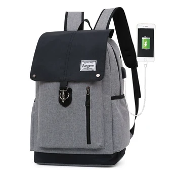

Men Backpack Boys School Bags for Teenage Student Back Pack Large Usb Oxford Black Gray Bagpack Preppy Style High School Backbag