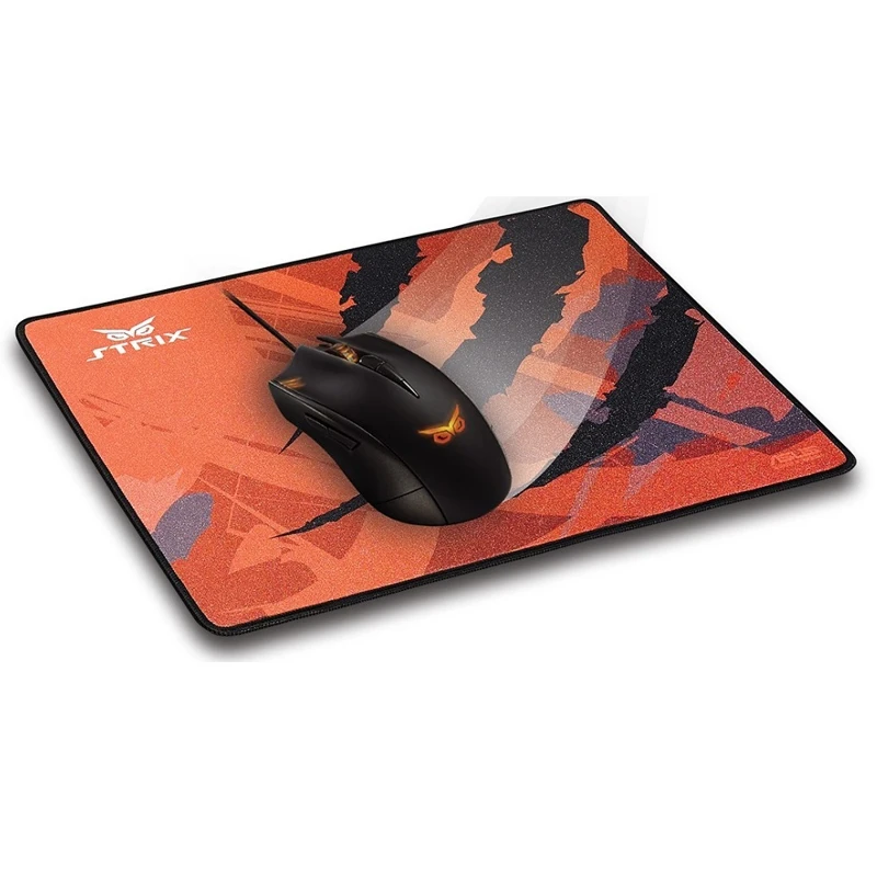 Коврик для мыши ASUS Strix Glide Speed материал- ткань/резина, Speed поверхность, 400 x 300 x 3 мм, цвет: черный/оранжевый