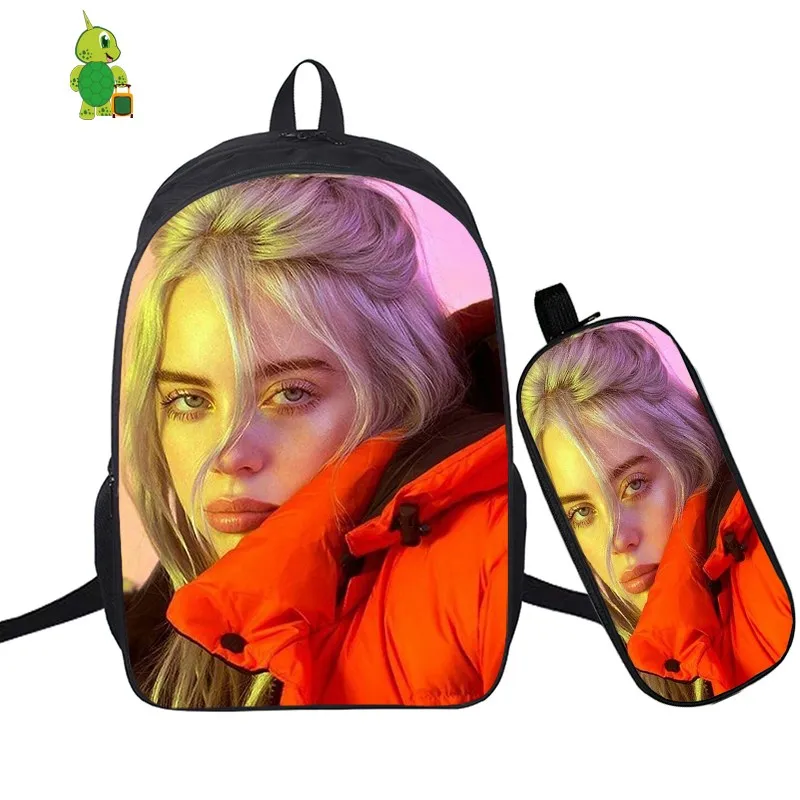 В стиле «хип-хоп» Billie Eilish 2 шт./компл. рюкзак школьные сумки для подростков мальчиков и девочек студенты рюкзак для ноутбука Карандаш Чехол дорожные сумки - Цвет: 22