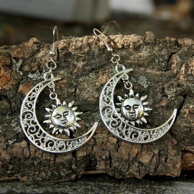 Brass Sun & Moon Dangle Earrings – Grab Bag Botany