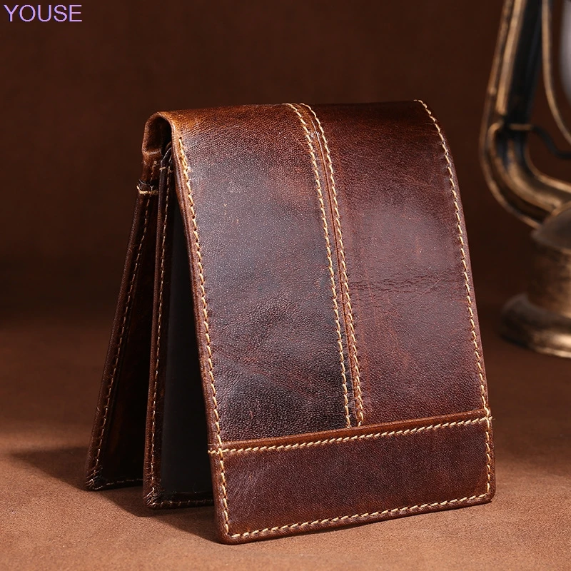 

Leather Wallet Men Leather Wallet Casual Short Oil Wax Leather Leather Wallet Men's Multi Card Bit a Generation