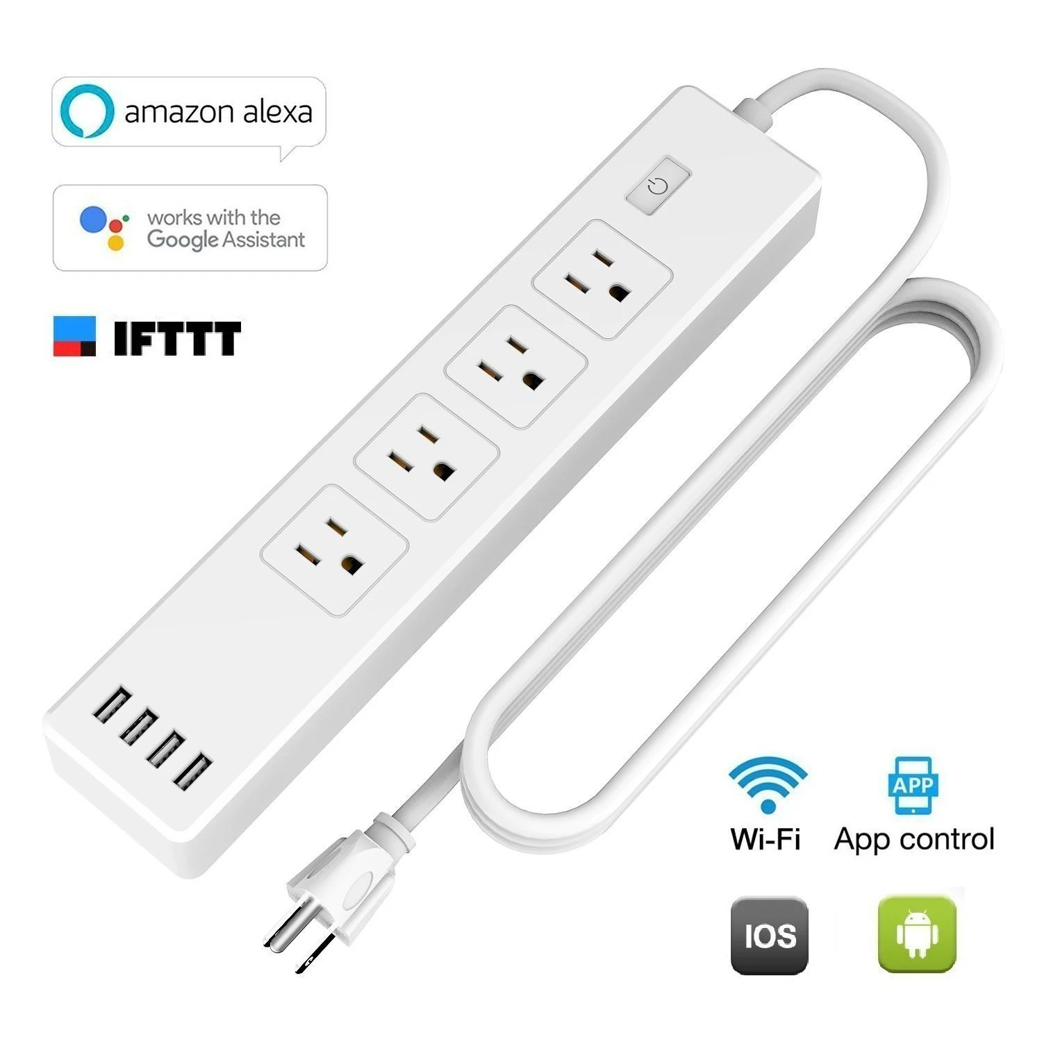 Мульти WiFi Smart power Strip стабилизатор напряжения 4 AC электрические розетки США розетка с USB Домашний Комплект работа с Alexa Google домашняя вилка