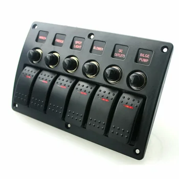 

LED Rocker Switch Panel Waterproof Replacement Circuit Breakers 6 Gang