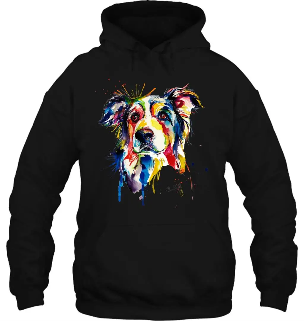 Мужская толстовка Border Collie цвета воды искусство собака спортивная Базовая женская уличная одежда