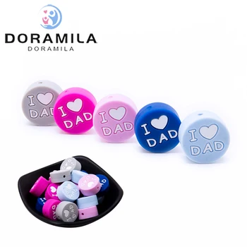 

10Pcs Silicone Beads I Love Dad Baby Products Teethers Toys For DIY Jewelry Making BPA Free Mordedor Silicone Beads Teething