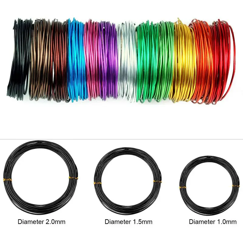 Alambre de Color Aluminio de 5M para entrenamiento de bonsái, alambre de aluminio suave con 3 tamaños de 1/ 2/ 3 mm