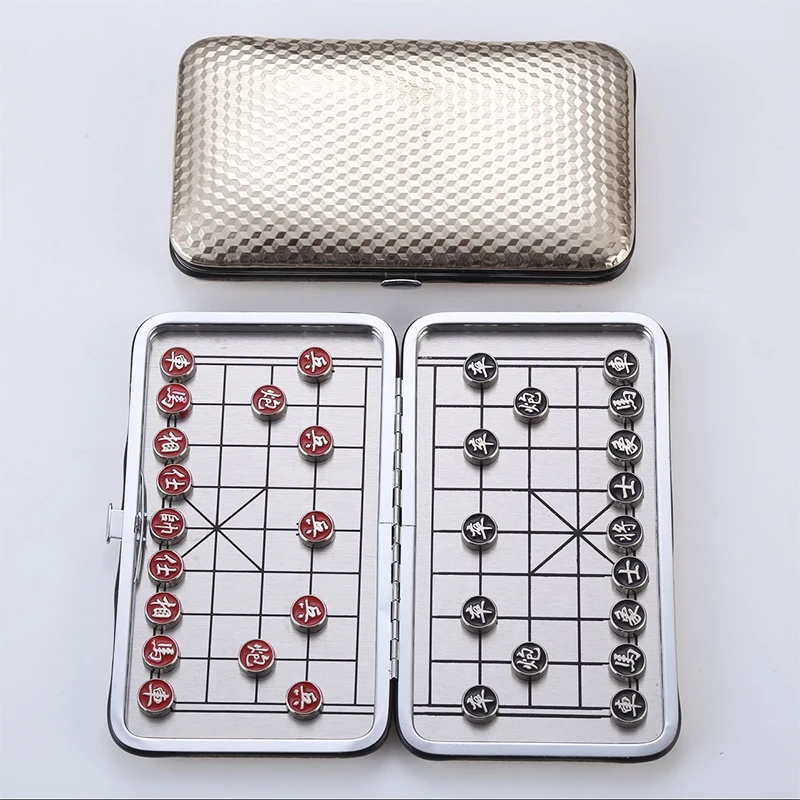 Portable Mini Chinese Chess Set Magnetic Chess Pieces Travel Games Strong Magnet Folding Chessboard Backgammon Gift