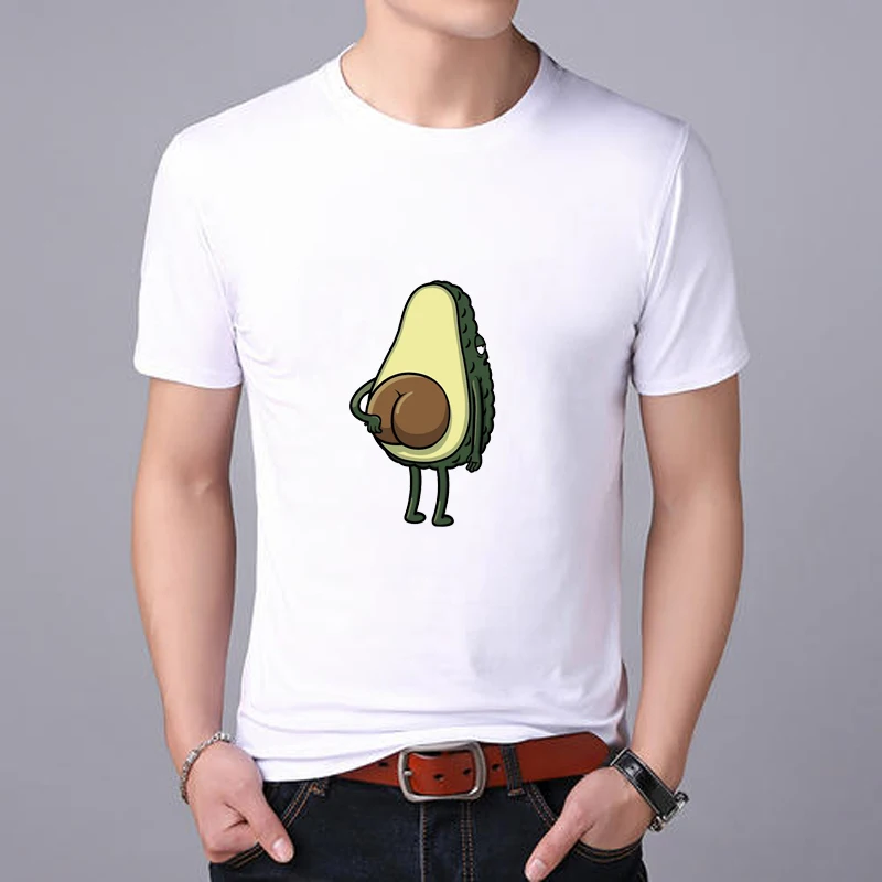 Модная мужская футболка размера плюс с мультипликационным принтом авокадо, забавная Мужская футболка с круглым вырезом и коротким рукавом, повседневная Милая футболка, топы