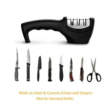 Three-section tungsten steel sharpener sharpener Three-slot handle sharpener Knife scissors sharpener Kitchen gadgets