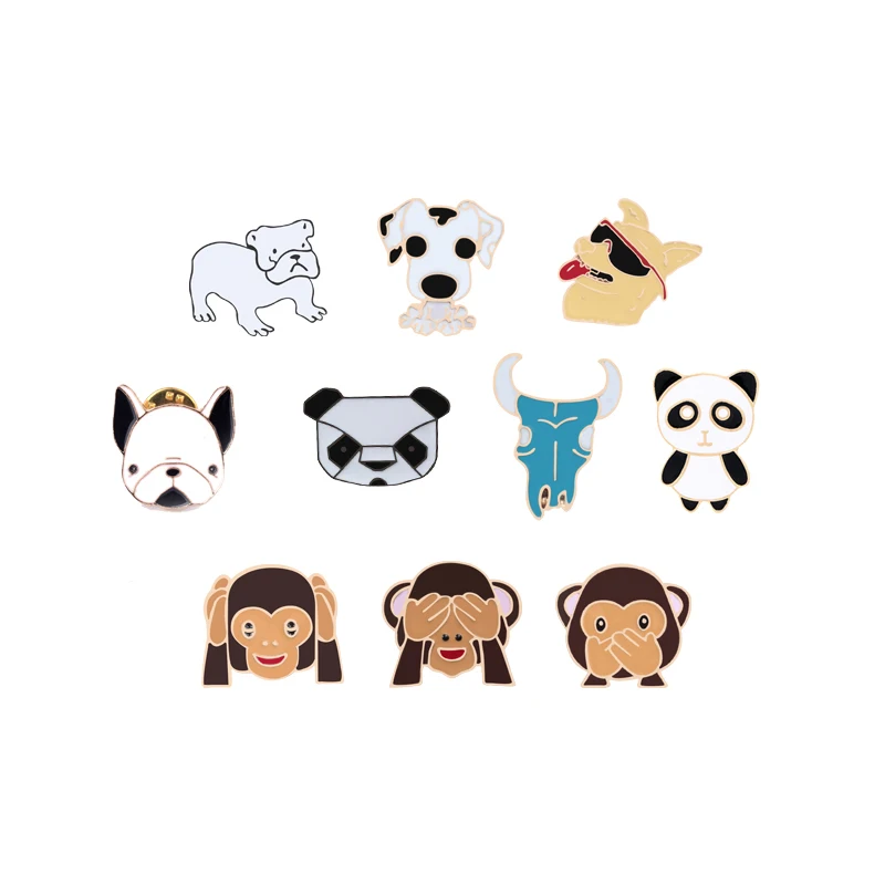 14 style Mini Animal brooches for women Monkey Panda Dog Metal Enamel Pins Kids lapel bag Clothes Jewelry Accessories Gifts | Украшения и