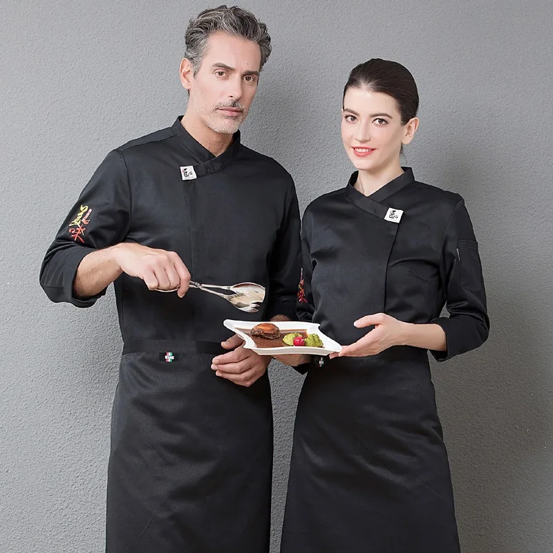 Hotel Catering Chef Work Clothes Long Sleeve Unisex Breathable Food Service Jacket Cooking Clothes Restaurant Chef Uniform