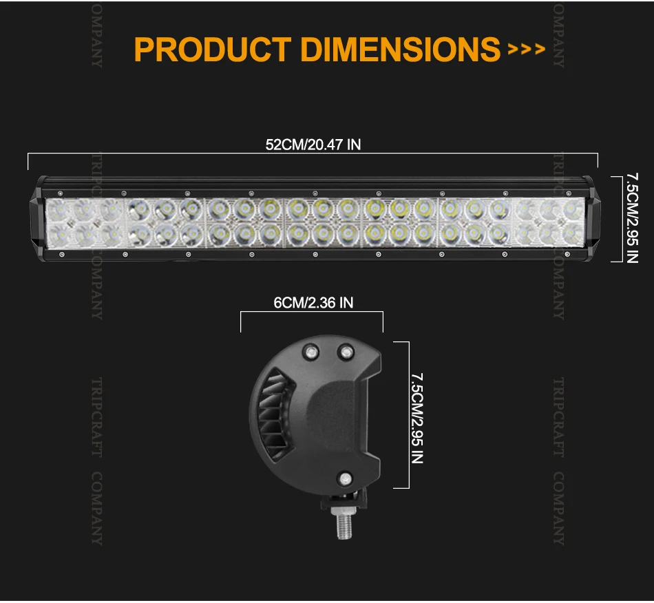 Tripcraft dual rows 4/7/15/17/20in 2row LED Light Bar combo led work light for Car Tractor Boat OffRoad 4x4 Truck SUV ATV 12v24v