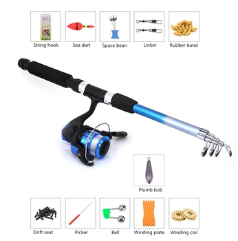 

NEW Useful Cute Ultra-light Fishing Rod Kit Linker Rubber Band Drift Seat Telescopic Fishing Stick Set