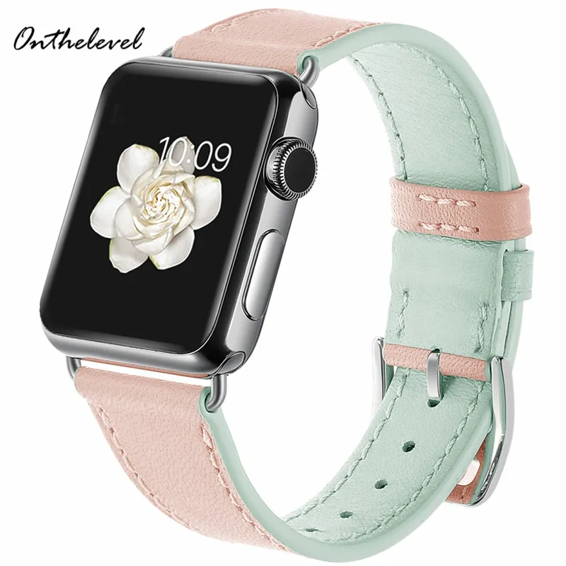 Onthelevel натуральная кожа конфеты ручной работы цвет Apple Watch группа женщин смотреть ремешок наручные часы аксессуары для iWatch 1/2/3/4