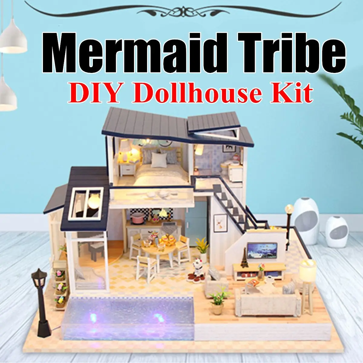 Кукольный дом деревянная мебель Diy Дом миниатюрная коробка головоломка собрать 3D Miniaturas кукольный домик наборы игрушки для детей день рождения Gif