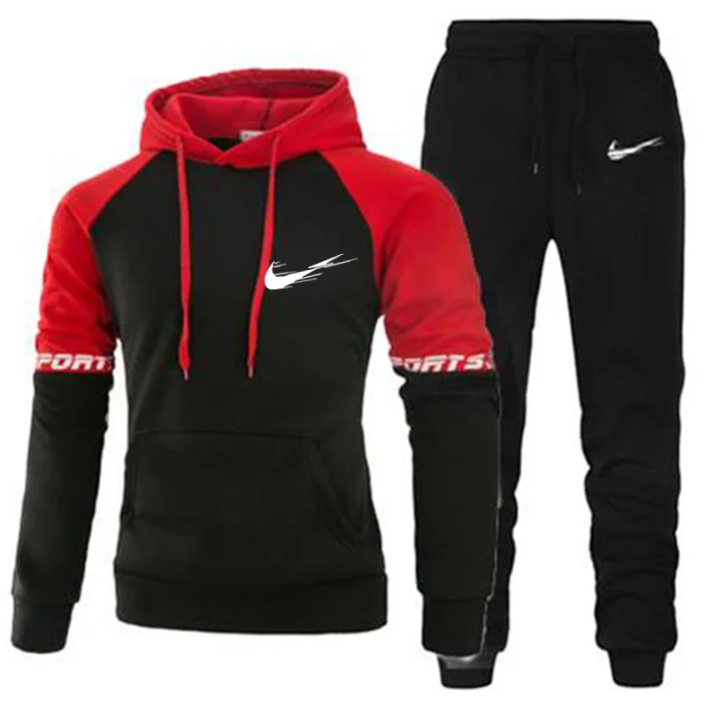 Até à data primavera e no outono moletom com capuz masculino moda terno 2021 marca esportes agasalho terno masculino esportes duas peças listra