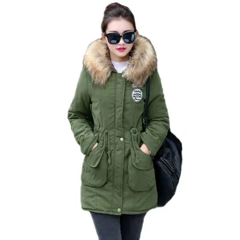 

Aulead New Long Parkas Women Winter Jacket Coat Hooded Thick Cotton Warm Jacket Womens Outwear Parkas Female Fur Winter Coats 50