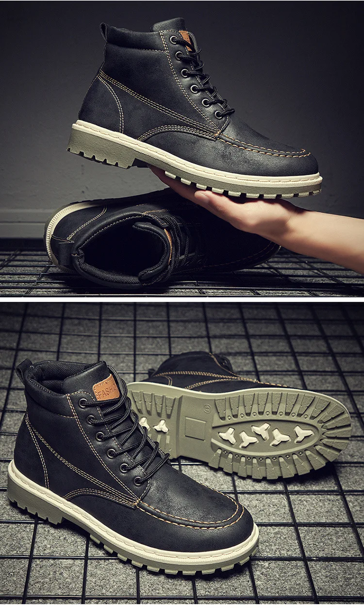 Men's autumn/winter new Martin boots trend high help motorcycle British men's boots fashion retro versatile tooling men's boots