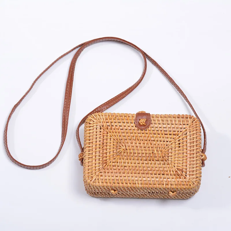 

A Large Amount Viet Nam Rattan Handmade Small Square Mini Bag Western Style Global Hot Selling Square Bag
