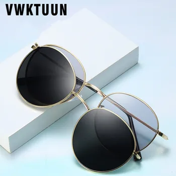 

VWKTUUN Sunglasses Women Round Clips Magnetic Sunglasses Magnet Clip on Sun glasses For Women Alloy Frame Double Lens Sunglass