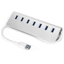 Горячая Распродажа USB 3,0 концентратор 7-Порты и разъёмы Портативный Алюминий для передачи информации и зарядки устройства концентратор 3 футов USB 3,0 кабель(серебро