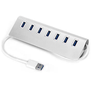

hot-USB 3.0 Hub 7-Port Portable Aluminum charging and Data Hub 3-Foot USB 3.0 Cable (Silver)
