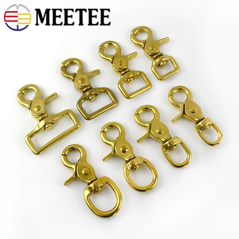 Meetee 2pcs 14-38mm Pure Brass Buckles Metal Dog Collar Hook Clips DIY Luggage Straps Hang Buckle Sewing Accessories BD271 | Дом и сад