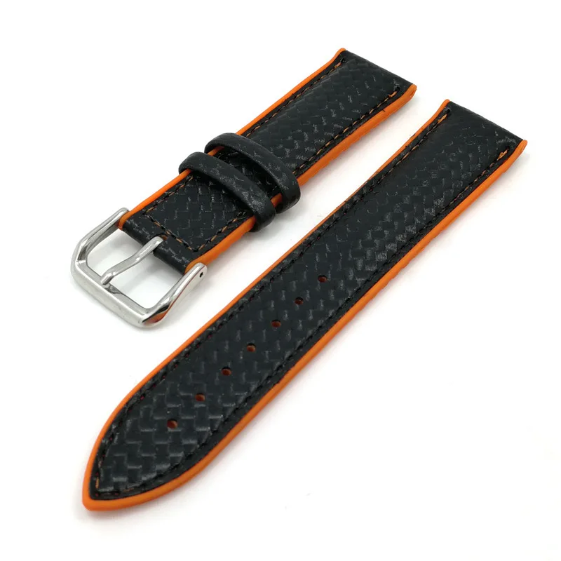 Black orange BEAFIRY черный мягкий силиконовый ремешок для часов 20 мм 22 мм 24 мм водонепроницаемый ремешок для часов - Цвет ремешка: Black orange